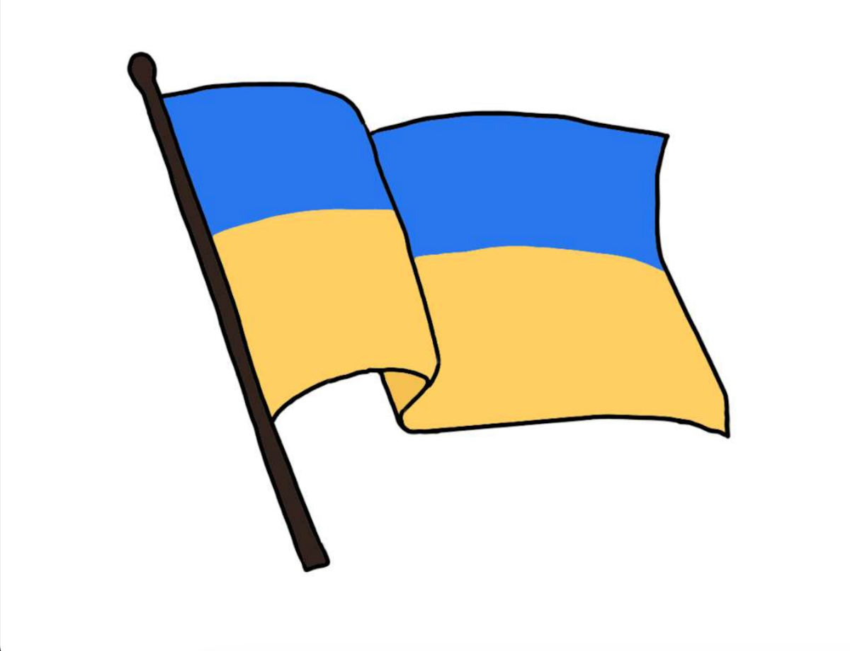 A graphic of the Ukrainian flag. The war in Ukraine continues to rage since February 2022. (Courtesy of Kiran Singh)